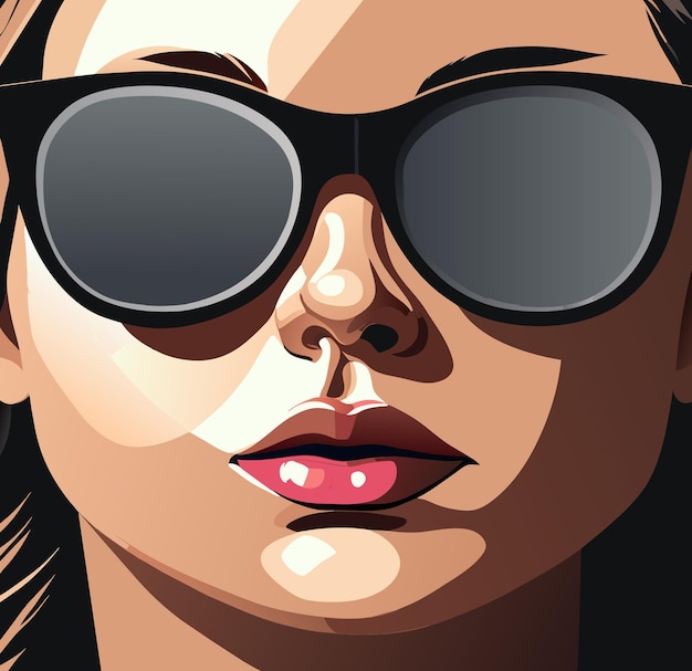 Vector stylish woman in oversized sunglasses