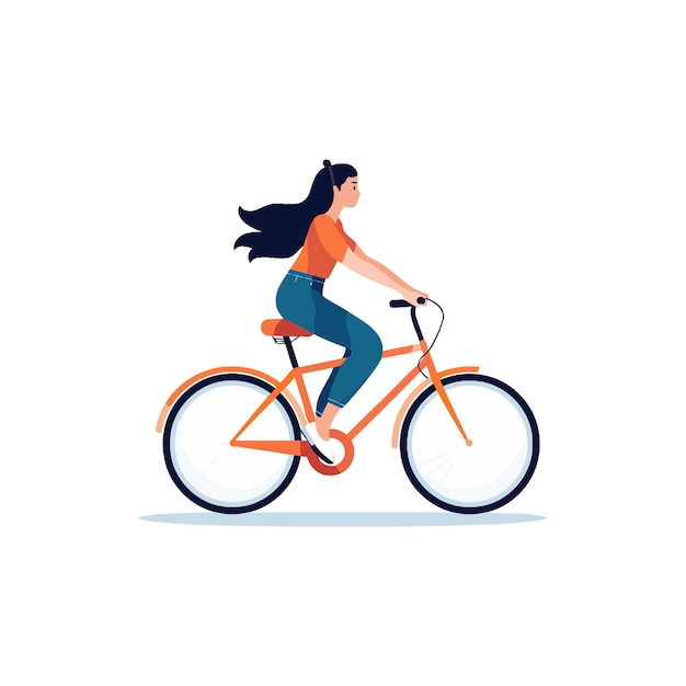 Disegno di illustrazione vettoriale di stylish woman riding a bicycle