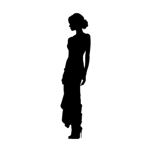 Vector stylish woman's silhouette on white