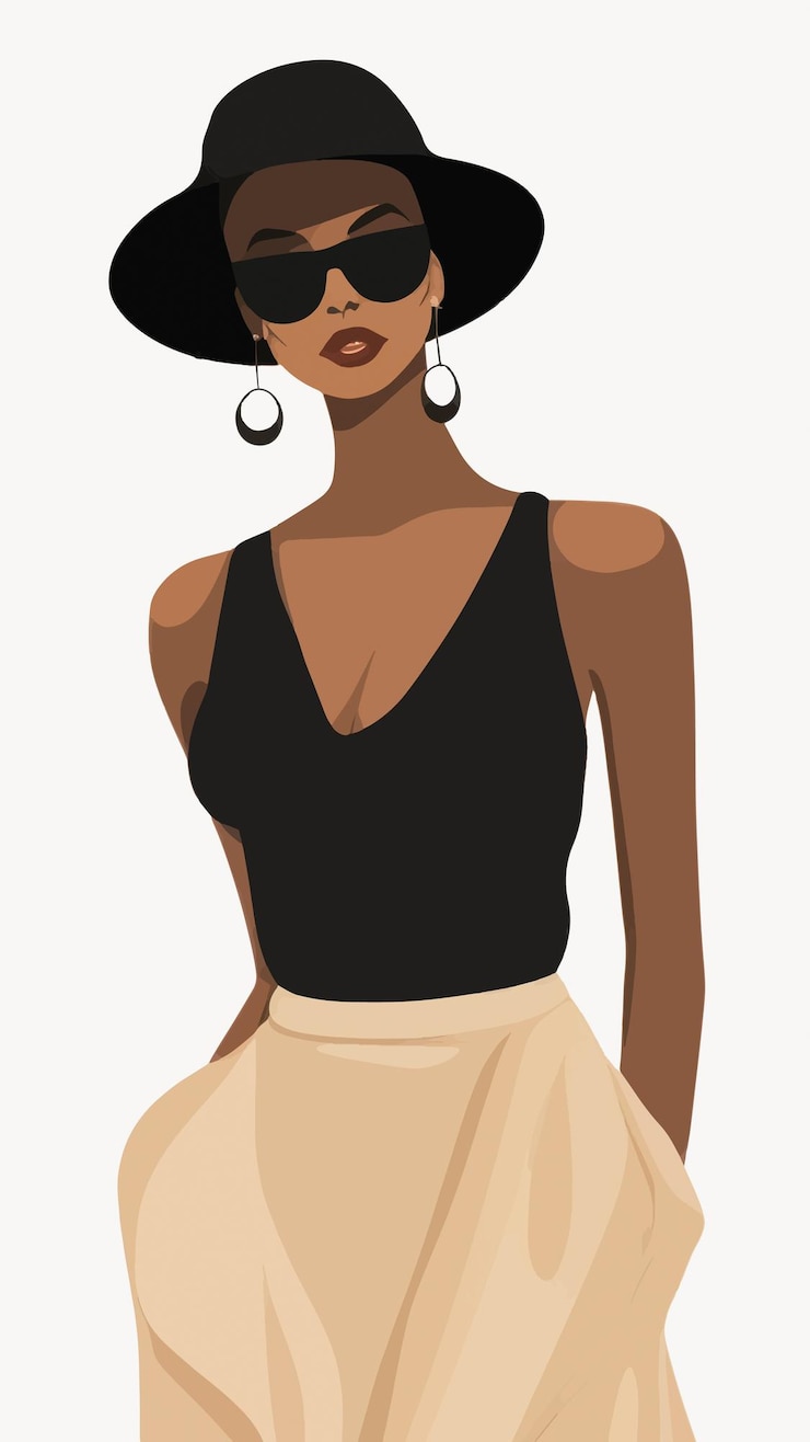 Vector stylish woman in summer attire