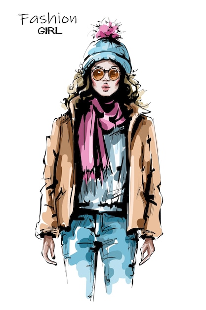 Stylish woman in winter jacket