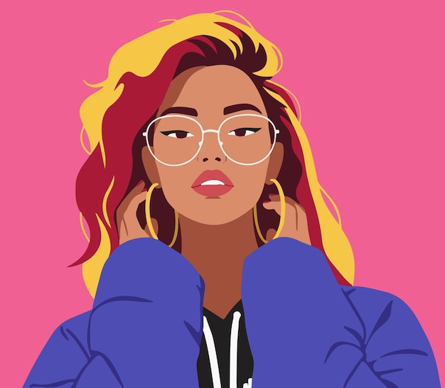 Stylish Woman with Glasses in a Pop Art Portrait