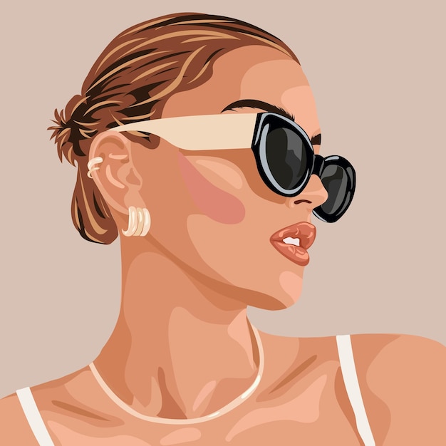 Vettore donna alla moda con gli occhiali da sole