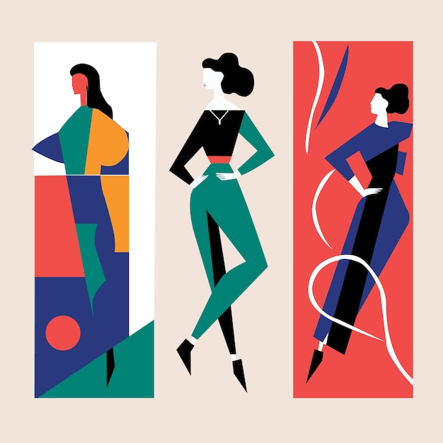 Vector stylish women art vector illustration