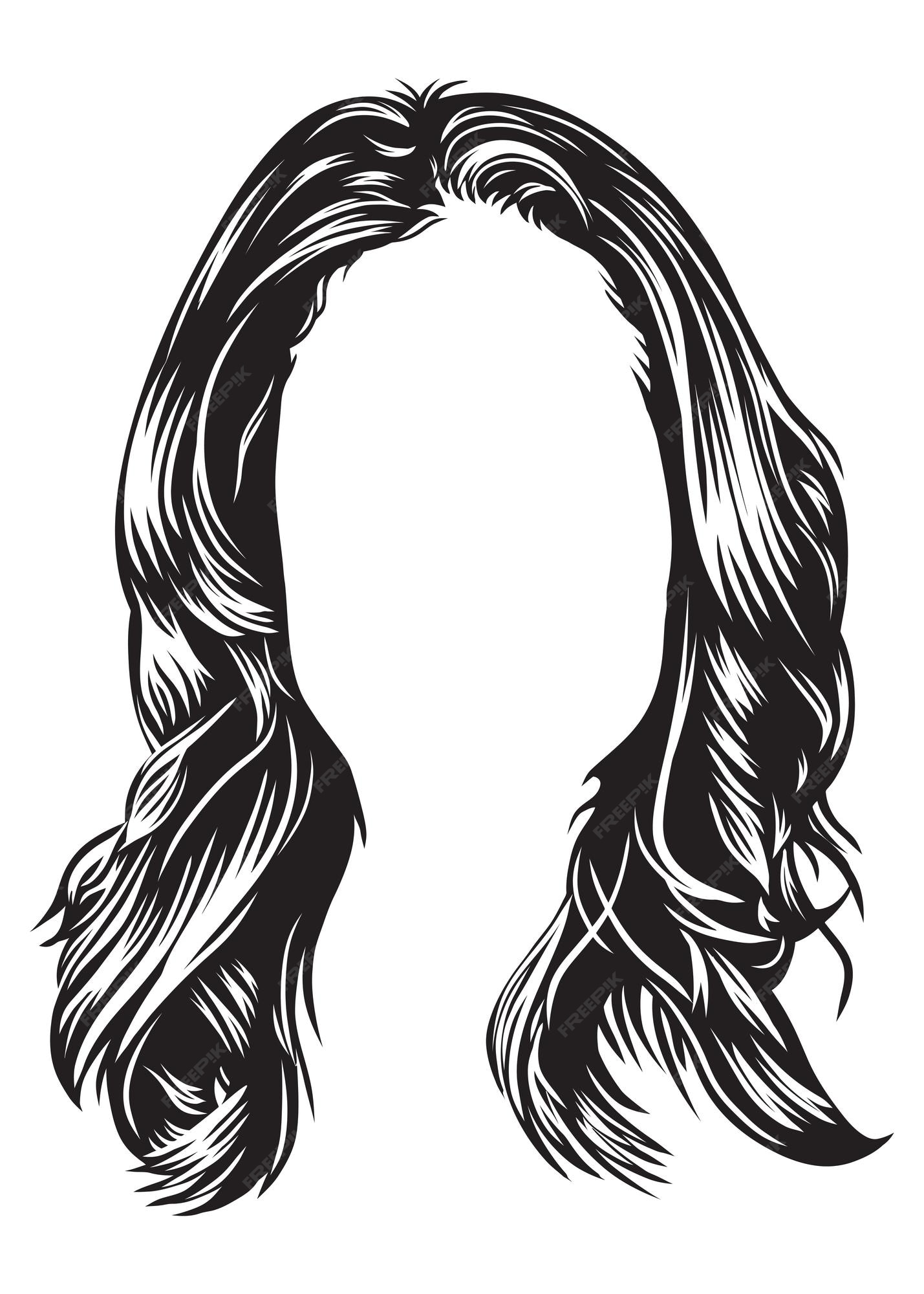 Premium Vector | Stylish women hair in black and white vector illustration