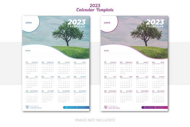 スタイリスト モダン ウォール カレンダー 2023 テンプレート デザイン