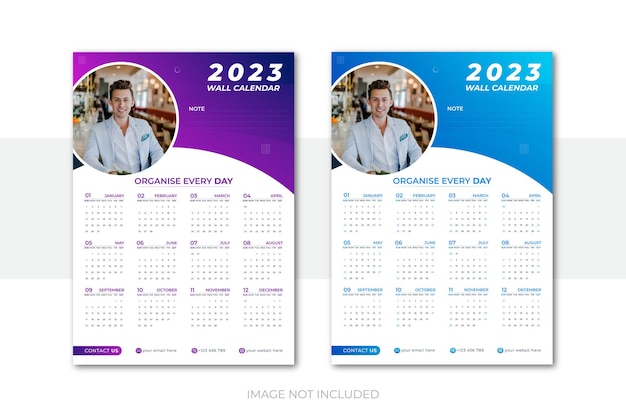 Stylist wandkalender ontwerp voor het nieuwe jaar 2023