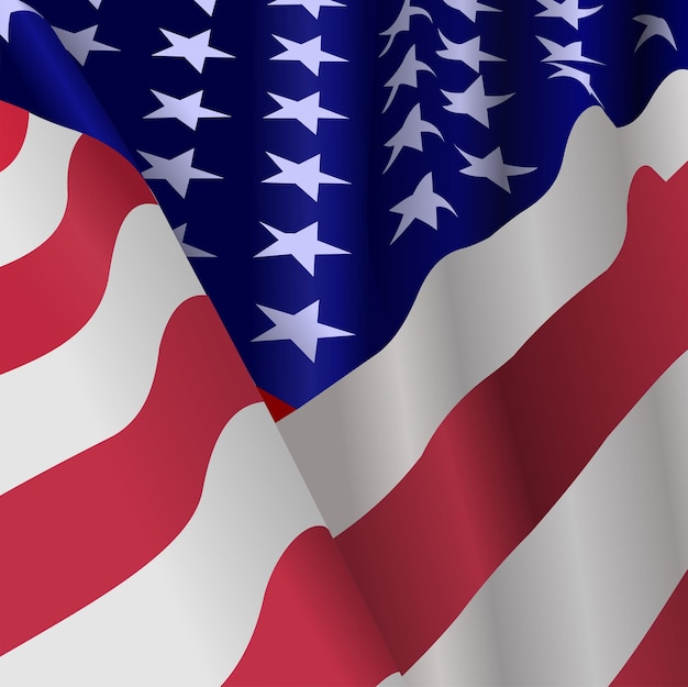 Stylized American Flag Independence day of United States of America 3d vector illustration