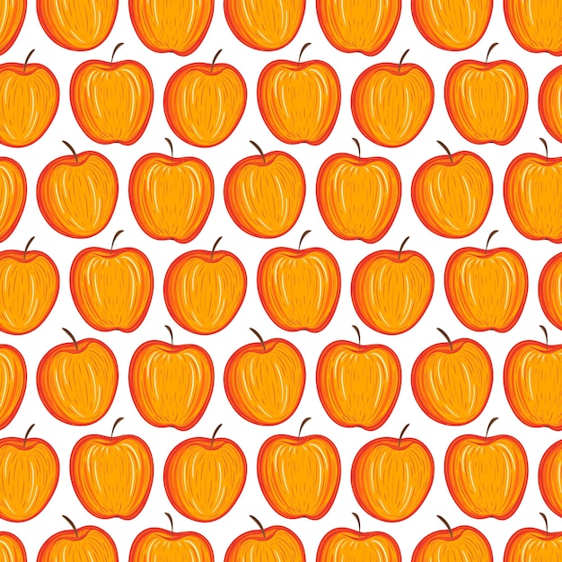 Vector stylized apples seamless pattern hand drawn decorative background with colorful fruits