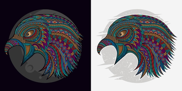 Stylized bird in ethnic vector black and white background