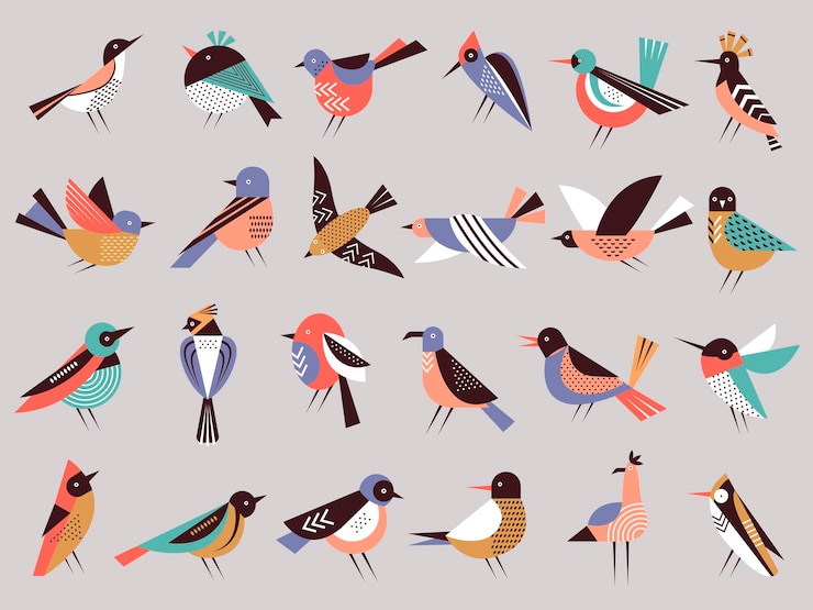 Vector stylized birds geometrical flying sparrows and doves recent vector freedom symbols for logo designs projects