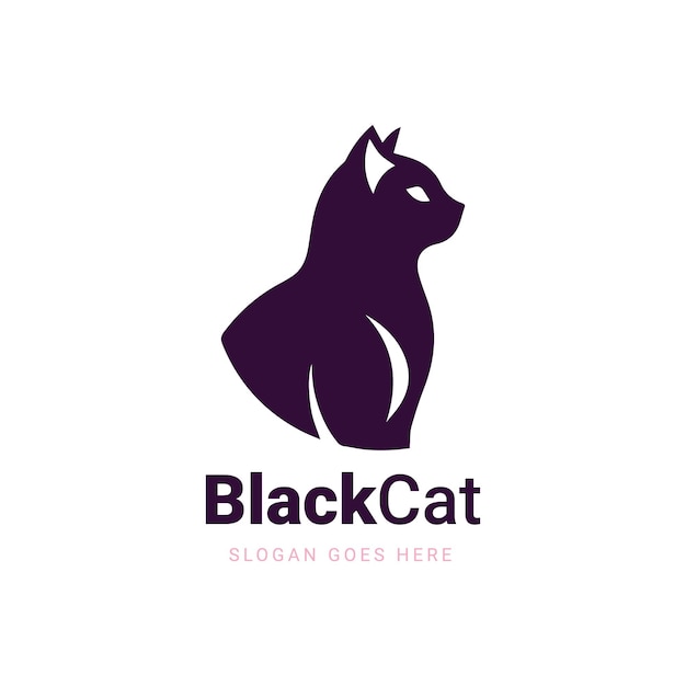 Stylized Black Cat Logo Design Concept