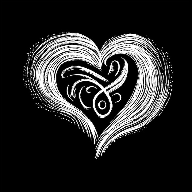 stylized black and white vector heart