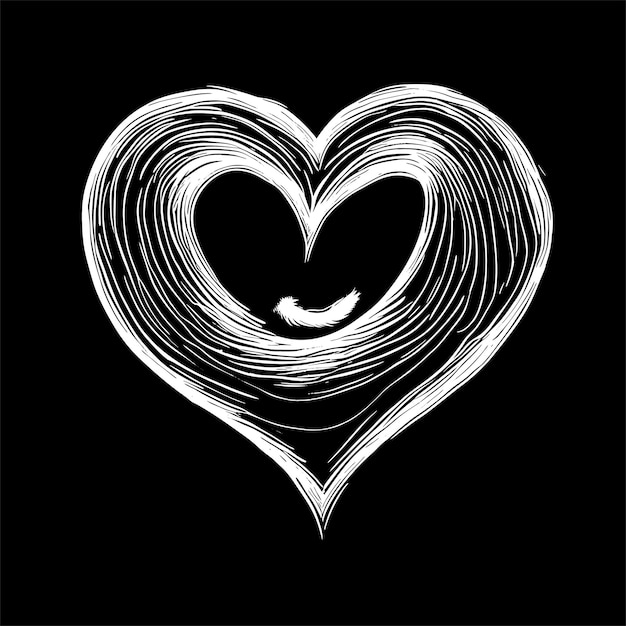 stylized black and white vector heart