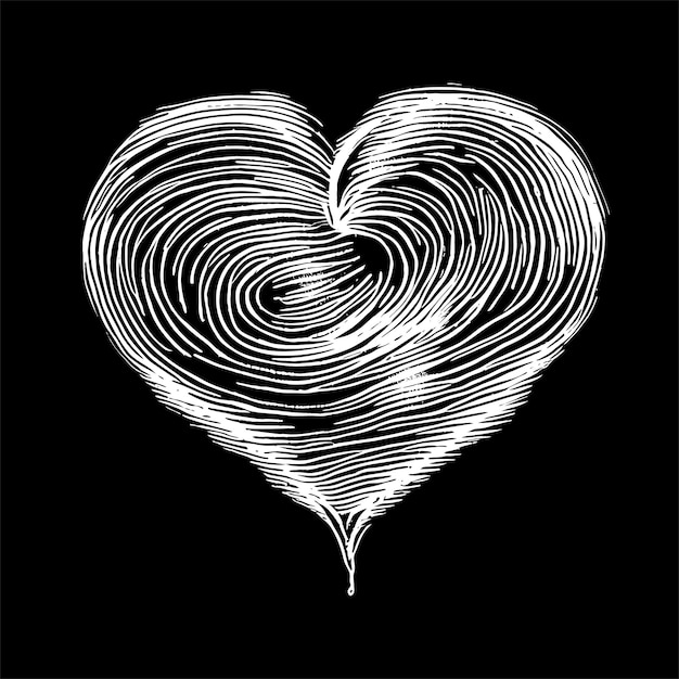 stylized black and white vector heart