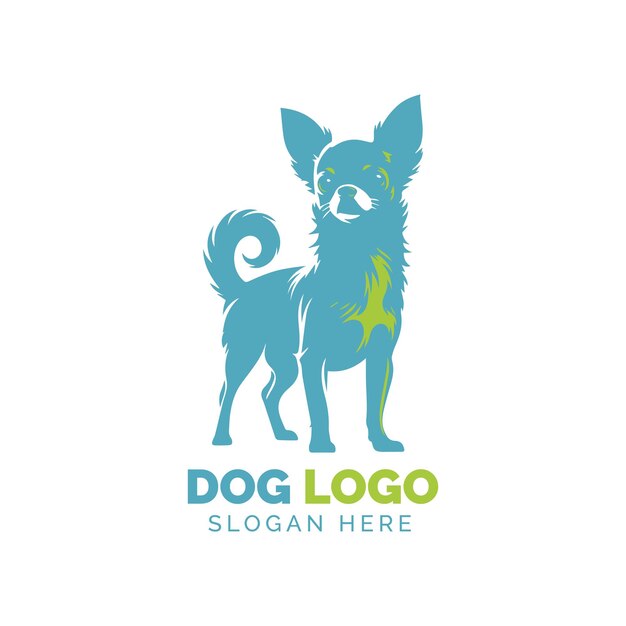 Vettore logo stilizzato del cane blu e giallo