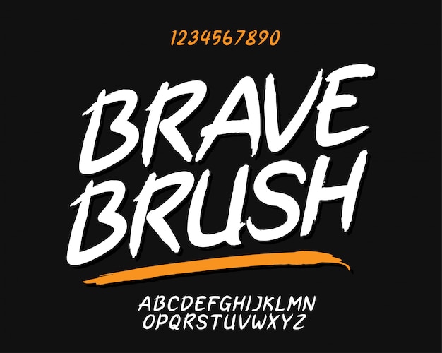 Stylized brush font and alphabet