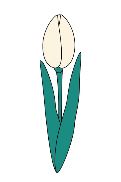 Stylized bud of an unopened tulip in trendy bight shades design elements for springtime greetings