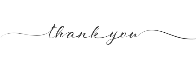 Stylized calligraphic inscription thank you in one line