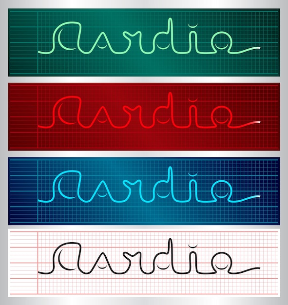 Stylized cardiogram lettering set