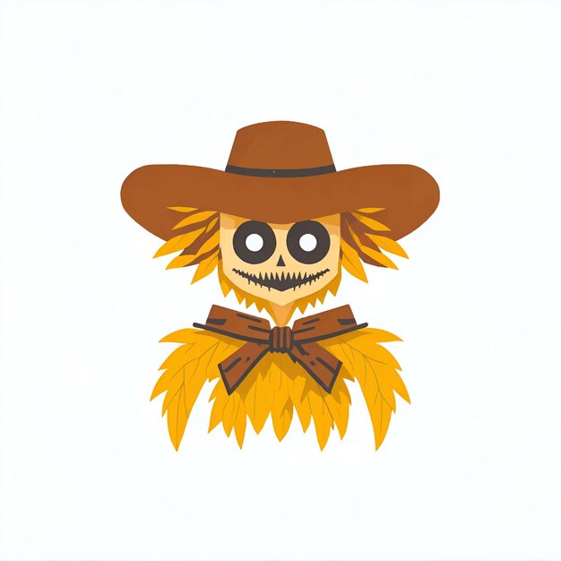 Stylized cartoon funny scarecrow character vector illustration