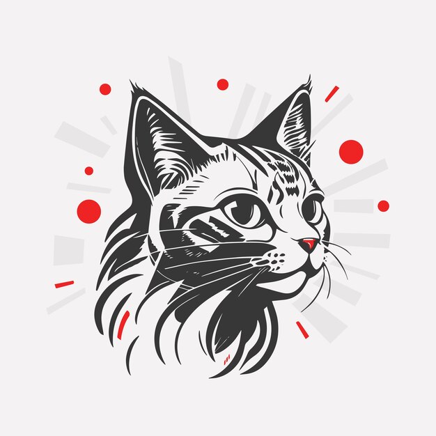 Stylized Cat Head Illustration