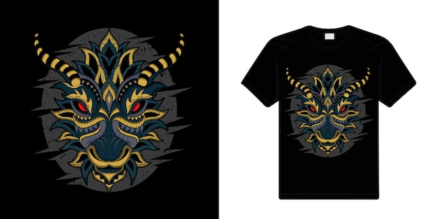 Stylized dragon in ethnic dark background