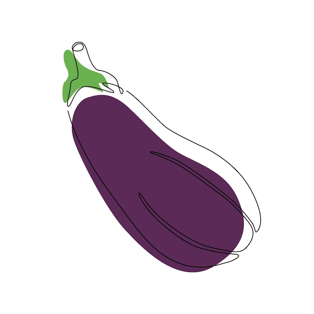 Vector stylized eggplant isolated on white background one line vector icon logo or symbol