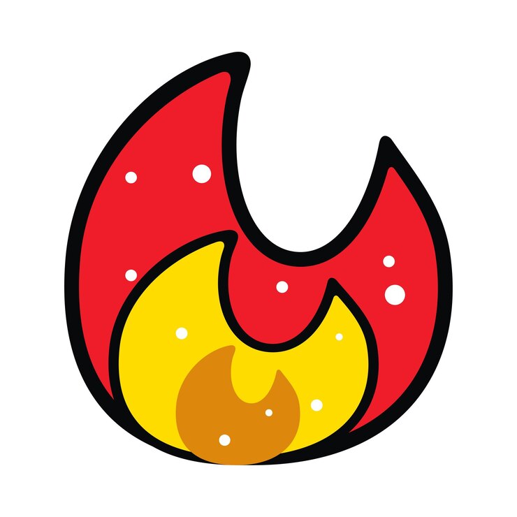 Vector 빨간색 과 노란색 으로 그려진 양식화 된 불꽃 그림