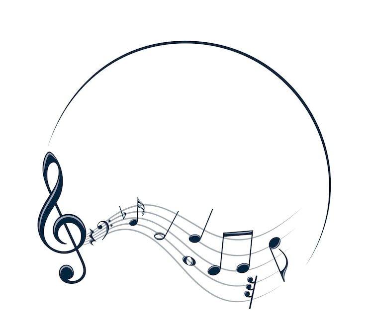 Vector the stylized frame with music notes