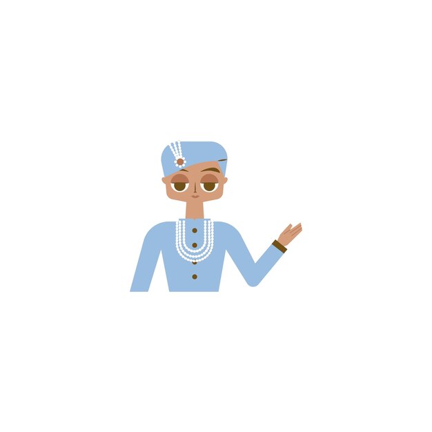 Stylized geometric guy in baby blue portrait