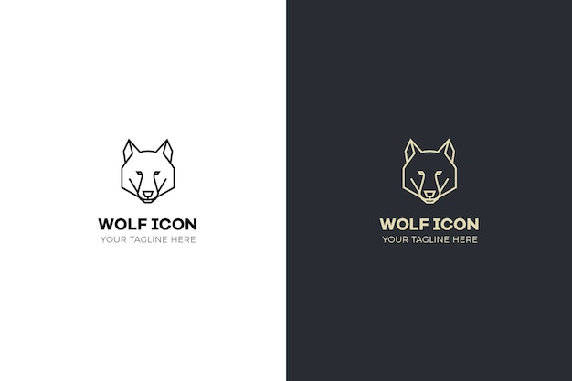 Stylized geometric wolf head illustration Vector icon tribal design