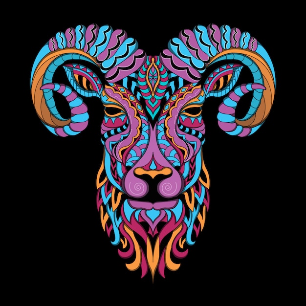 Stylized goat in ethnic style