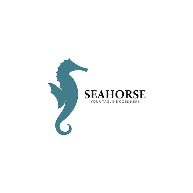 Stylized graphic Seahorse. Silhouette illustration of sea life.