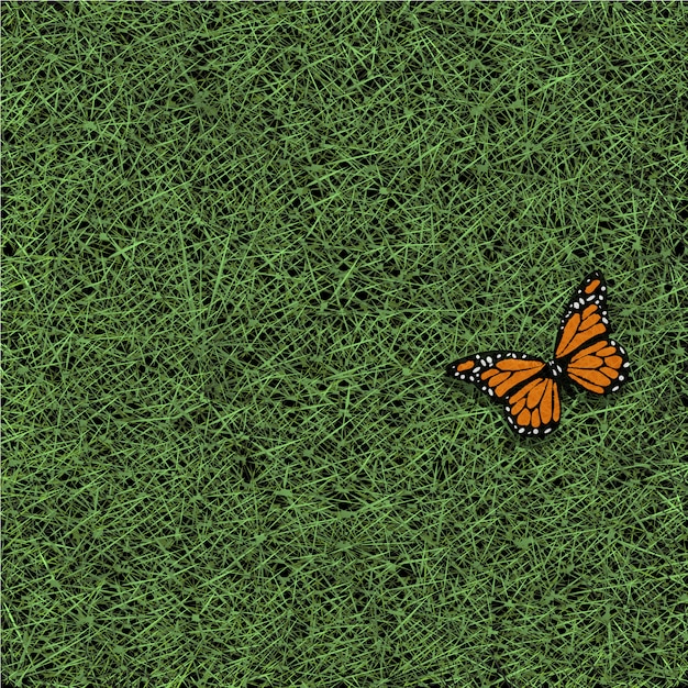 Stylized grass and butterfly