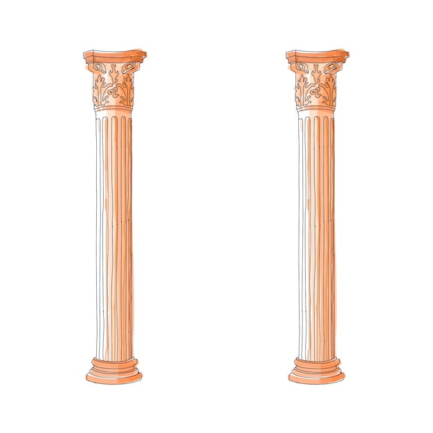 Stylized Greek doodle column Doric Ionic Corinthian columns