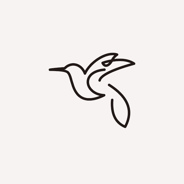 Stylized hummingbird with one line vector illustration