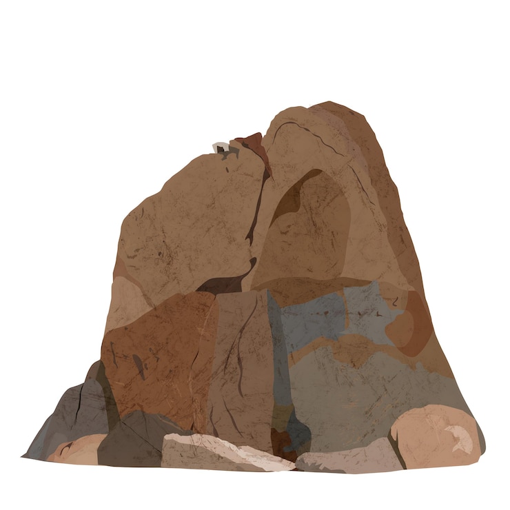 Vector a stylized illustration of a rock formation in an arid landscape