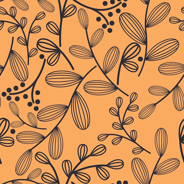 stylized leaves floral seamless pattern