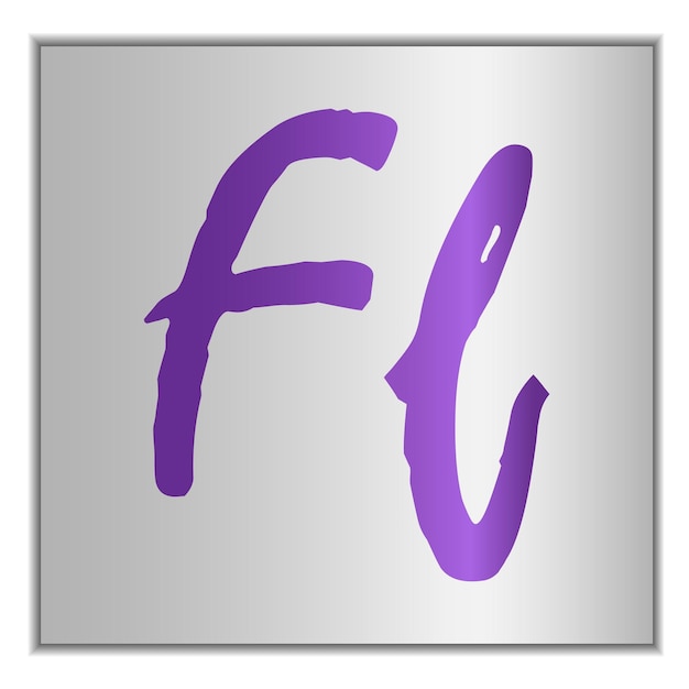 Stylized letter f of the alphabet on a silver background with shadow