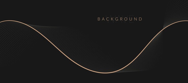 Vector stylized line art background design with black and golden wavy lines design elements of science and