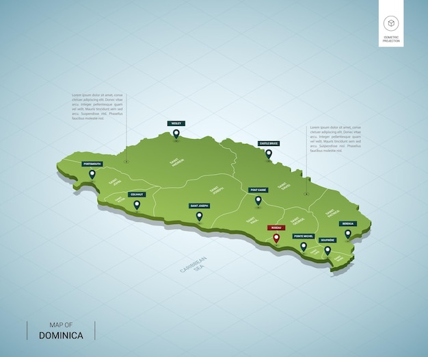 Vector stylized map of dominica.