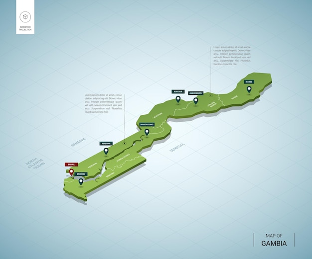 Mappa stilizzata della gambia.