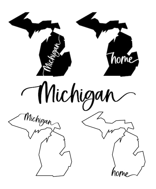 米国ミシガン州のベクトル図の様式化された地図