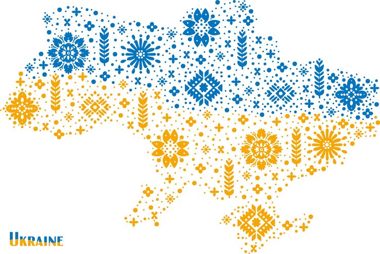 Vector stylized map of ukraine with ornaments vector drawing