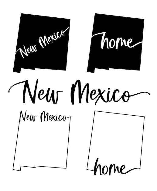 米国ニューメキシコ州のベクトル図の様式化された地図