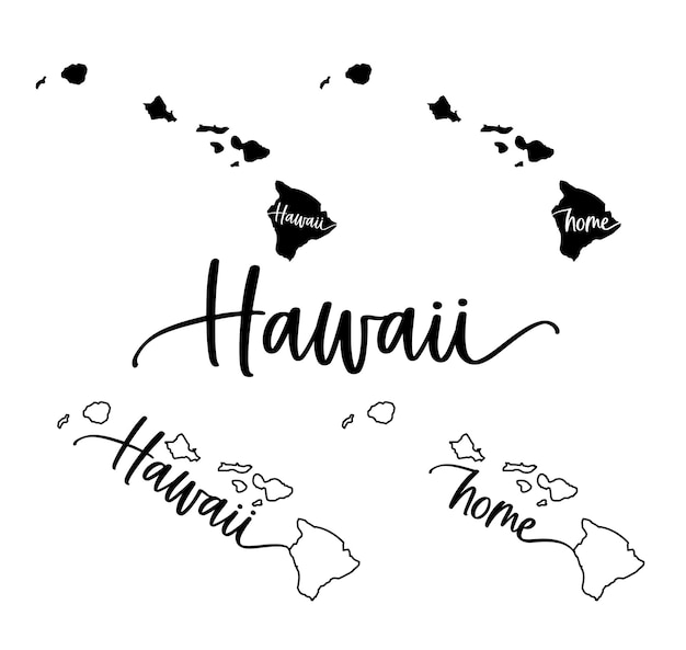 Stylized map of the US state of Hawaii vector illustration