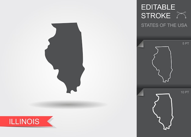 Stylized map of the US state of Illinois vector illustration