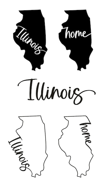 Stylized map of the US state of Illinois vector illustration