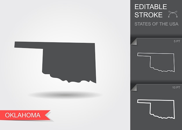 Stylized map of the US state of Oklahoma vector illustration